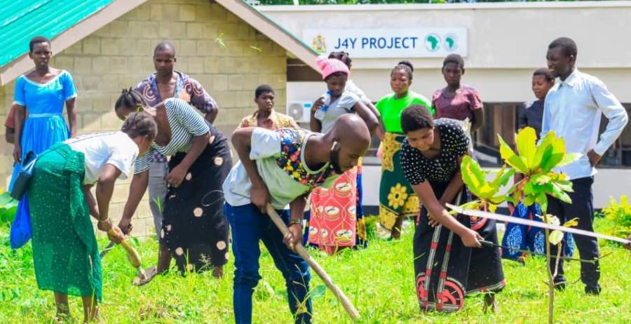 The youths set an example in cleaning their centre