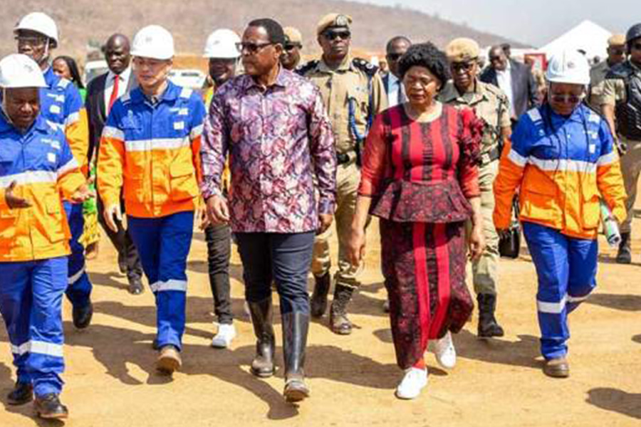 Chakwera and Portland Officials touring Portland Cement Malawi site