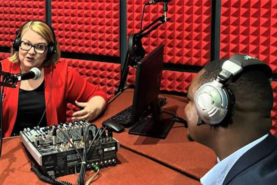 Diaz (L) and Matonga in a MISA Malawi radio studio